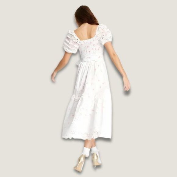 LoveShackFancy x Target Eyelet Midi Dress Floral Fairycore Puff Sleeve Pastel XL - Picture 6 of 16